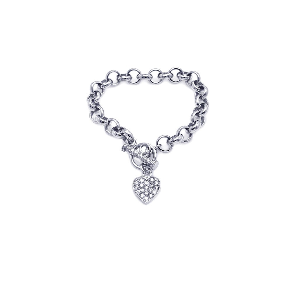 Sterling silver heavy Heart Bracelet